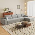 135 Corduroy Couch Sectional with Chaise L Shape Boneless Cloud Couches for Living Room Bedroom Fluffy Deep Seat Compression Sofa Modular Corner Couch No Assembly Right Facing Chaise Grey