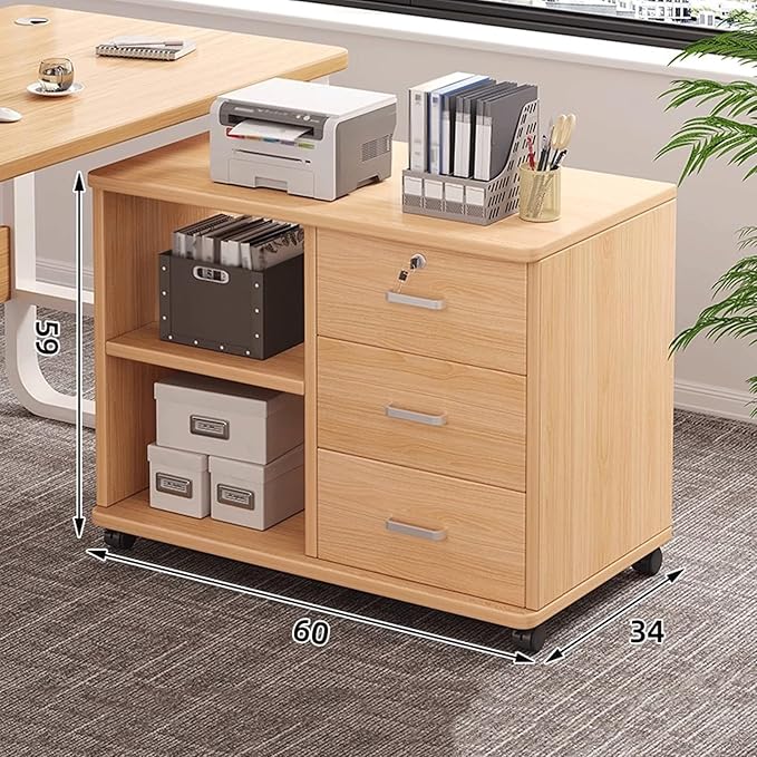 Office Filing Cabinet Under-Desk Storage Cabinets Drawer with Lock Low Cabinet(B)