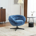 360°Swivel Accent ChairModern Chenille Office ChairRound Office Chairswith Removable CushionBlack Metal Base for Living RoomBedroomReading CornerOfficeAntique Navy Blue