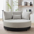 51W Oversized Swivel Accent ChairPolyester Upholstered Extra Large Swivel Barrel ChairRound Chair with WheelsRotating Phone Holderand 4 PillowsLounge Arm Chair for Living RoomBedroom(Grey)