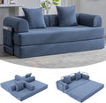 Convertible Sleeper Sofa Bed 78.5 Folding Floor Sofa Mattress Couch with Pillows Corduroy Futon Boneless Couch Lounge Loveseat with Pull Out Bed Navy Blue