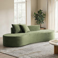 HULALA HOME 94.5 Curved Boneless Couch with Two Pillows Oversized 3 Seater Compressed Foam Sofa with Deep Seat Modern Cloud Couch for Living Room No Assembly Required Green