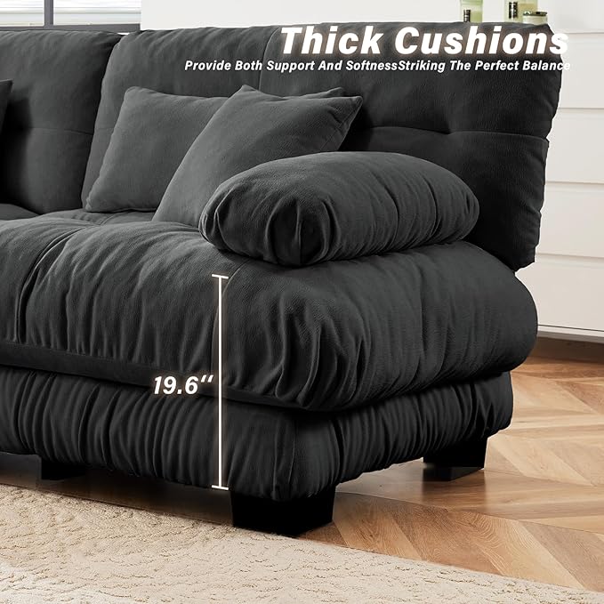 SoarFlash 133.8” Sectional Sofa 3 Seat Couch L Shaped Modern Sofa with Solid Wood Legs Couches Sofas for Living Room Apartment Comfortable Small Couches for Small Spaces Grey