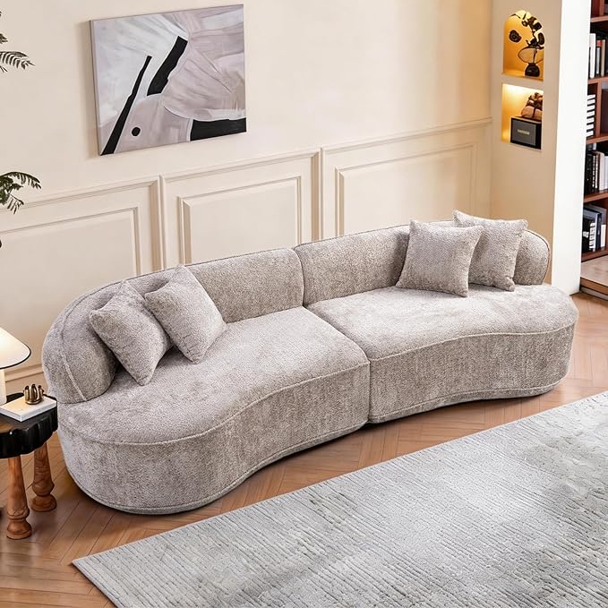 Modular Sectional Sofa Cloud Boneless Couch with Layered Cushion Upholstered Sofa in a Box Flexible Module Combination for Living Room No Assembly (Camel 114”)