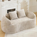 67 Curved Loveseat Sofa with 2 Pillows Modern Boneless Couch in a Box Small Cloud Loveseat for Bedroom Small Space Apartment Living Room Memory Foam Chenille No Assembly (Light Khaki)