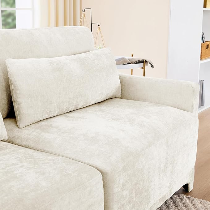 Ball &amp Cast 105.9” Modular Sectional Sofa Comfy Cloud Couch with Lumbar Pillows and OttomanDeep Seat Chenille U Shaped Modular Sofa Sectional Couches for Living Room Bedroom and Apartment Bei