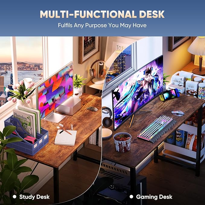 DUMOS 40 Inch Small Computer Office Desk Modern Simple Style Writing Study Work Table for Home Bedroom - Modern Brown