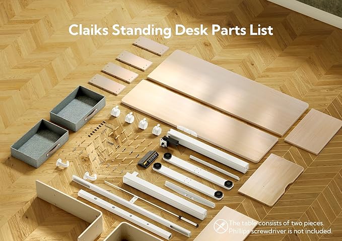 Claiks Standing Desk with Drawers Stand Up Electric Standing Desk Adjustable Height Sit Stand Desk with Storage Shelf and Splice Board 55 Inch Natural