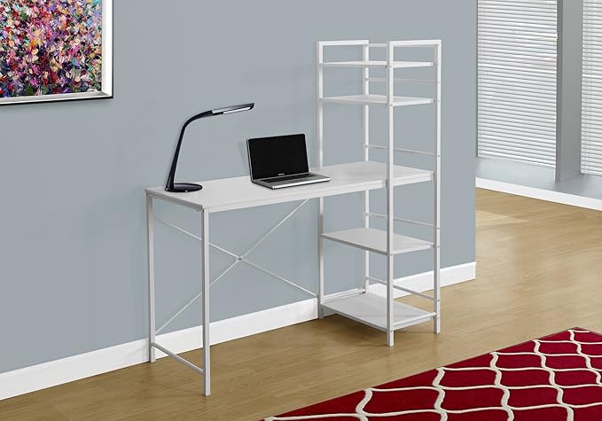 Computer Desk Home Office Laptop Storage Shelves 48 l Work White Laminate White Laminate Contemporary Modern