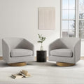 Swivel Barrel Chair Modern Round PU Leather Accent Armchair for Living Room Bedroom Oversized Comfy Club Reading Chairs for Adults (Fabric Khaki Set of 2)
