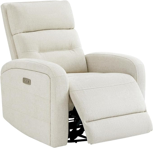 Watson &amp Whitely Swivel Power Recliner Glider Rocker Nursery Recliner with Charging Port for Living Room Fabric in Linen