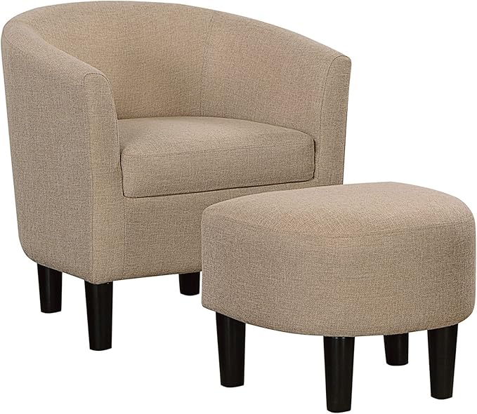 Convenience Concepts Take a Seat Churchill Accent Chair with Ottoman Tan Fabric