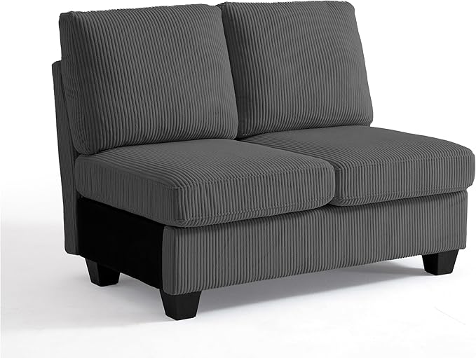 CHIC HOUSE Middle Module for Modular Couch Corduroy Customizable Chaise Storage Ottoman for Sectional Sofa Armrest Single/Double Seater