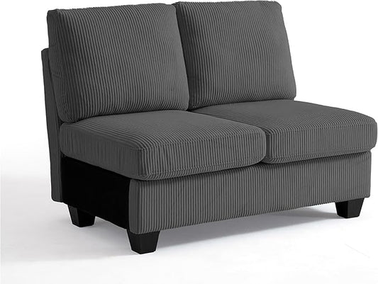 CHIC HOUSE Middle Module for Modular Couch Corduroy Customizable Chaise Storage Ottoman for Sectional Sofa Armrest Single/Double Seater