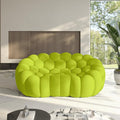 79.53'' Modern Bubble Sofa Love Seat Curved Couch Breathable Mesh Lazy Floor Sofa 3D Honeycomb Shape Bubble Couches for Living Room Office Apartment Small Space Fluorescent Green 2 Seater