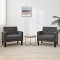 TYBOATLE Accent Chairs Set of 2 Mid Century Modern Upholstered Tufted Living Room Chair for Bedroom Armchair for Waiting Room Reading Chair for Office Grey