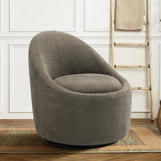 COLAMY Swivel Accent Chair 360° Swivel Chair with Hidden Storage Modern Small Barrel Swivel Armchair for Living Room/Bedroom Green