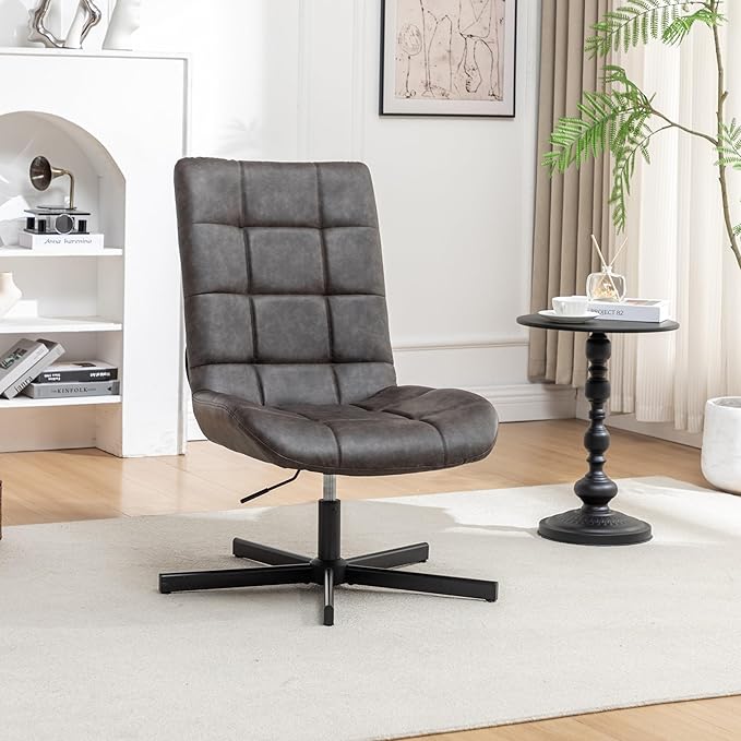 Roundhill Furniture Arlena Faux Leather Tufted Swivel Accent Chair Brown