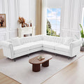 AVZEAR Chesterfield Modular Sectional Sofa Comfy Linen Fabric Couch Sectional with 2 Pillows Modern Upholstered Couches Living Room Furniture Sets for Living Room Bedroom and Apartment White