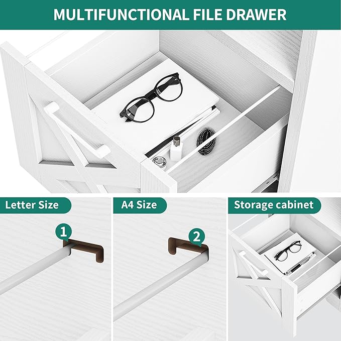 YITAHOME L Shaped Desk with Power Outlets 60 Inch Computer Desk Corner Desk with File Drawer Home Office Desk with Monitor Stand &amp Storage Shelves L-Shaped Desk with File Cabinet White