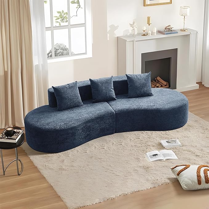 109 Modern Curved Sofa Raindrop Velvet Fabric 5 Seater Curved Shaped Sectional Couch for Living Room Bedroom Office No Assembly