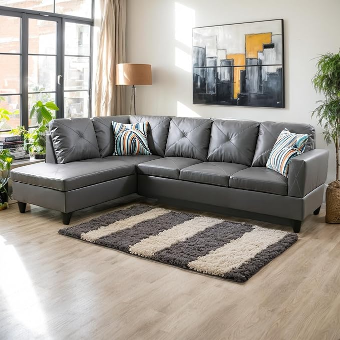L-Shaped Combination Sofa Set Luxurious Synthetic Leather Living Room Sofa Suitable for Living Rooms Bedrooms Apartments and Offices