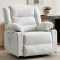 360°Swivel Rocker Recliner Chair for AdultsManual Glider Recliner Sofa with Massage and Heating Nursery Rocking Chairs with Cup Holds for Living Room Bedroom (Beige)
