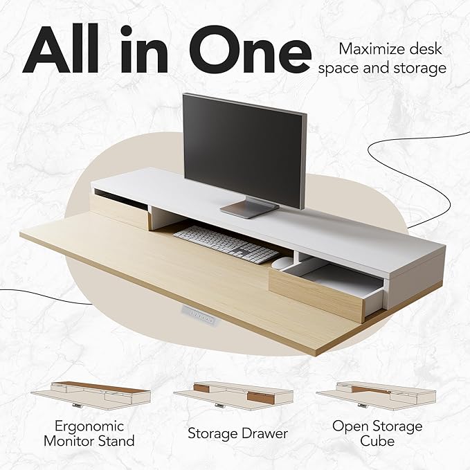 HUANUO Electric Standing Desk with 6 Drawers 55 Inch Height Adjustable Stand Up Desk with Storage Computer Workstation Compatible with Monitor Stand for Home Office Light Walnut