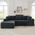 Aoowow 103.2 L-Shaped Cloud Sectional Sofa with Deep Seat Corduroy Modular 4 Seat Couches Sleeper Sofa for Living Room Bedroom Apartment No Assembly Required Dark Grey