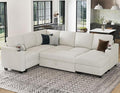 Belffin Sleeper Sofa Modular Sectional Pull Out Couch Bed U Shaped Sofa Couch for Living Room with Storage Chaise. White