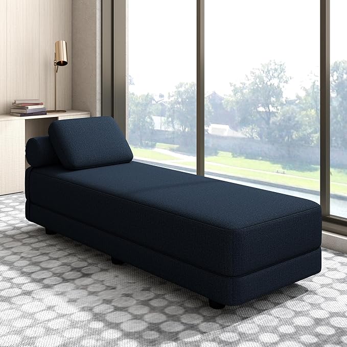 Upholstered Daybed30'' Wide Convertible Day Bed Twin to QueenExtendable Daybed Sofa Day Bed Couch for Small Space Guest Room (1 PolysterDark Blue)