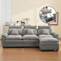 103'' Cloud Modern 3 Seater Couch with Detachable Headrest Modular Sectional Sofa with Ottoman Oversized L Shape Chenille Comfy Sofa with Armrests for Living Room Light Grey