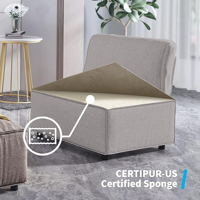 Mjkone 120'' Modular Sectional Sofa Couch U-Shaped Convertible Sofas with 2 Reversible Ottomans 6 Seat Modern Linen Fabric Sofa Couches with High Resilience Cushions for Living Room Home Beige