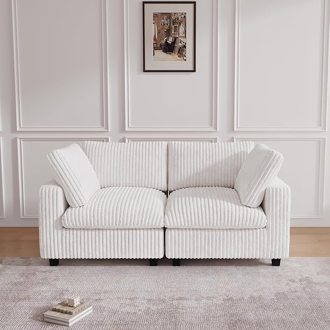 JACH 78 Deep Seat Sectional Couches Convertable Sleeper Sofa for Living Room Love Seat Couch Sofa Covers Washable Modular Sectional Sofas for Living Room Apartment Beige