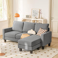 YESHOMY Small Couches for Living Room Modern Sectional Couch Comfy Sofa with L-Shaped Chaise Convertible Sofas with Ottoman and Side Pockets for Small Space Light Gray