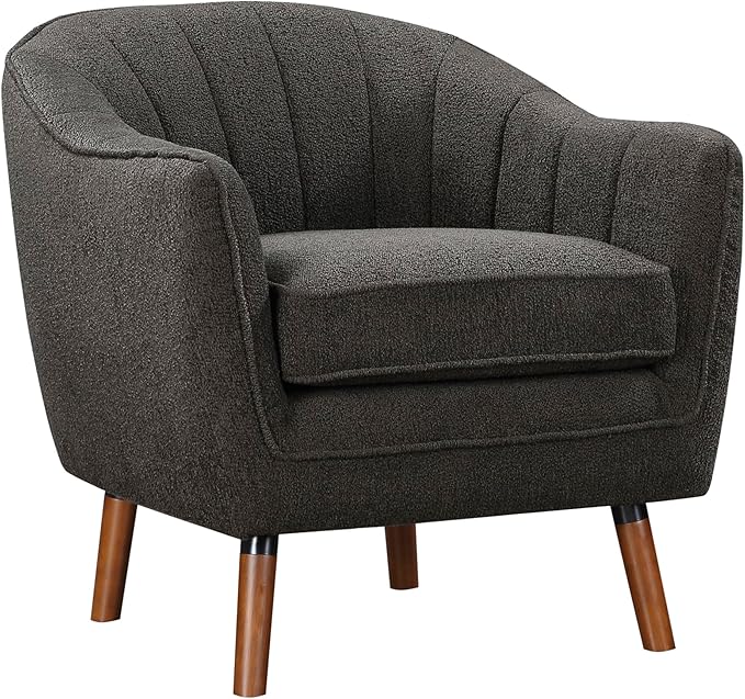 Lexicon Alard Tufted Fabric Barrel Accent Chair Charcoal