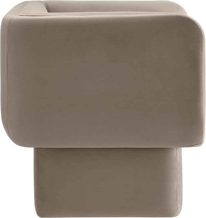 Modway Tate Performance Velvet Accent Chair in Taupe - Upholstered Club Chair - Modern Barrel Armchair - Comfy Reading Leisure Chair for Living Room Bedroom Office
