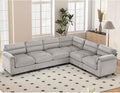 115” Modular Sectional L Shaped Corner Sofa Corduroy 6-Seater Couches with Thick Cushion for Living Room Grey