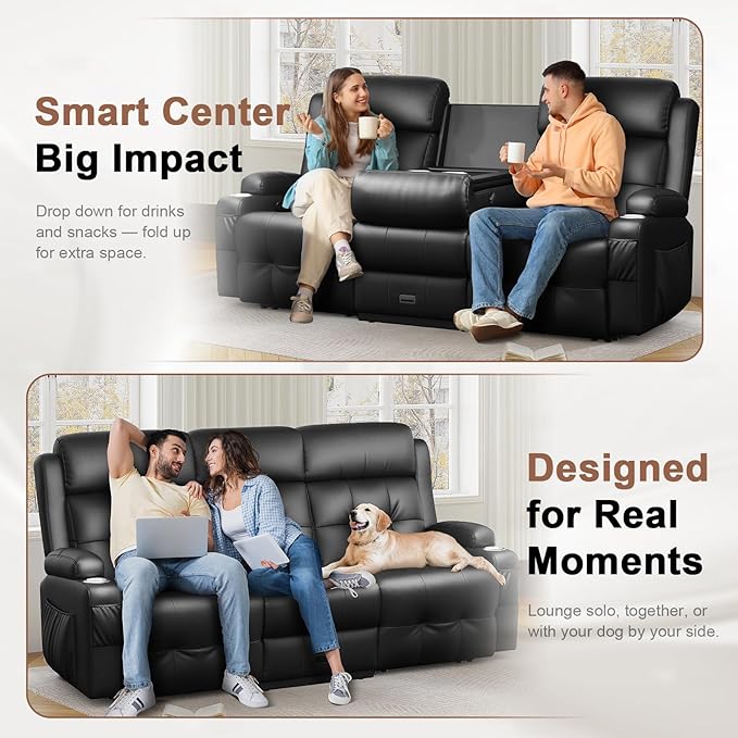 Recliner Sofa Massage Flip Back Reclining Sofa 3 Seater Sets Heavy Weight Capacity RV Loveseat Clearance Recliner Couch with Storage Cup Holders Wall Hugger Couches for Living Room