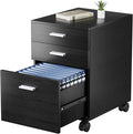 3 Drawer File Cabinet with WheelsPre-Assembled Black Wood OrganizerFits A4/Letter Size for Home OfficeMobile Printer Stand Storage19 L x 16 W x 22 H