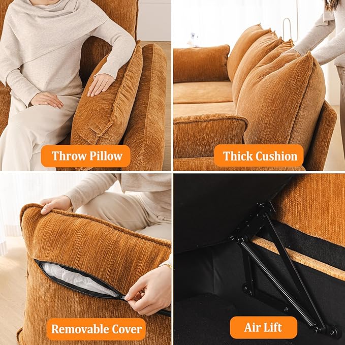 104'' Modular Sectional Sofa with All Seats StorageOversized 3-Seater Comfy Cloud Couches with 7.8'' Thick Cushion24.5'' Deep SeatBig Couch for Living RoomBedroomVeletYellow