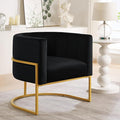 Modern Velvet Accent Chair - Metal Base Linen Upholstery 28 W Contemporary Lounge Chair for Living Room Easy Assembly Included (Black + Velvet + Foam)