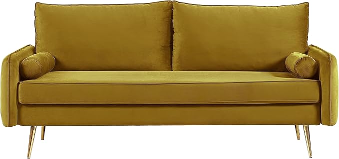 Kent Modern Sofa European Style Velvet Living Room Furniture with Tapered Legs Vintage Flair and Sleek Design Couch Greenish Yellow