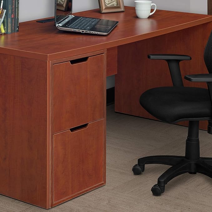 Niche Mod Freestanding Pedestal Two Drawer Filing Cabinet- Cherry