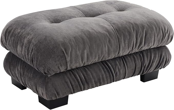 SoarFlash Velvet Sectional Sofa Ottoman Grey