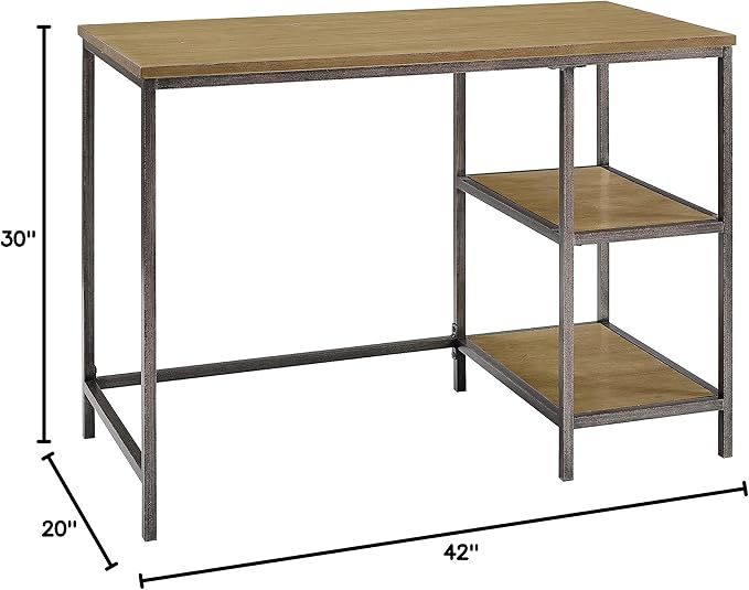 Crosley Furniture Brooke Small Home Office Desk with Storage Shelves Washed Oak