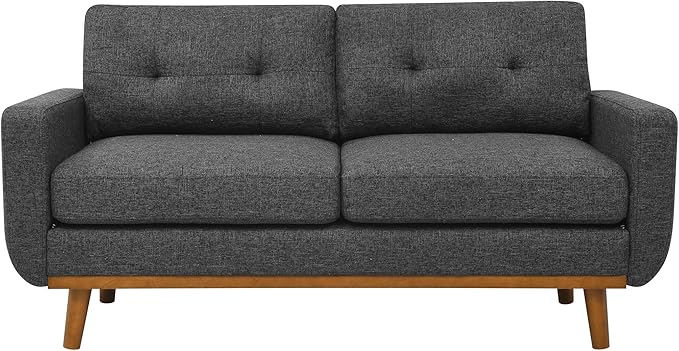 67.7'' Mid-Century Modern Loveseat Sofa Comfy Cloud Couch with Button Tufted Design Small Space Sofa for Bedroom Office Apartment (Dark Gray)