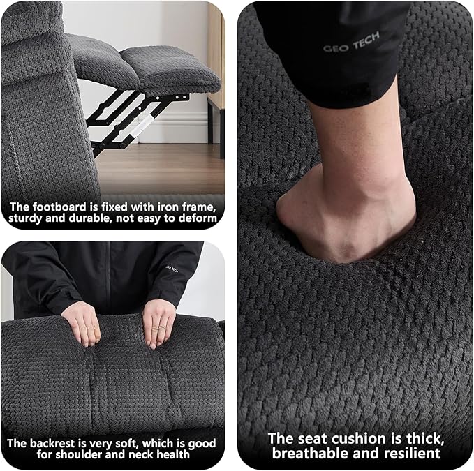 CANMOV Recliner Sofa Set Manual Recliner Loveseat with Overstuffed Armrest for Living RoomBedroom FurnitureOffice2 Seat Grey