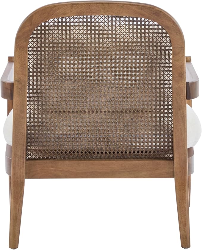 Christopher Knight Home Nadine Modern Club Chair Set of 2 with Cushion Wooden Living Room Accent Chair with Rattan Open Back Bedroom Comfy Reading Chair Beige+Light Brown
