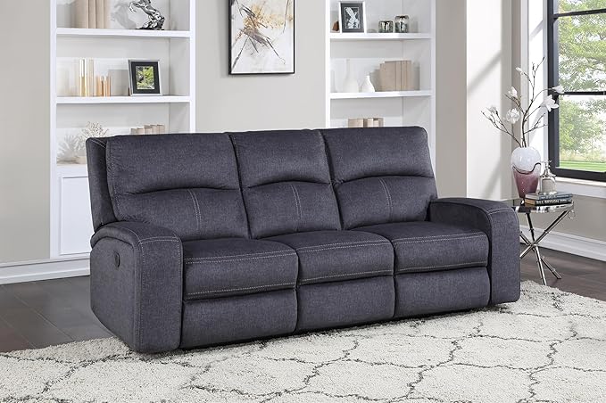 Steve Silver Furniture Lovell Upholstered Power Reclining Sofa Zero Wallhugger w/USB-Charging Port Charcoal Plush and Space-Saving Design Living Room Home Theater 42 D x 87 W x 42 H Grey